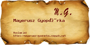 Mayerusz Gyopárka névjegykártya